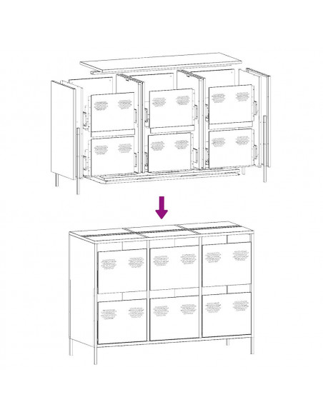 Credenza Bianca 101,5x39x73,5 cm in Acciaio Laminato a Freddo