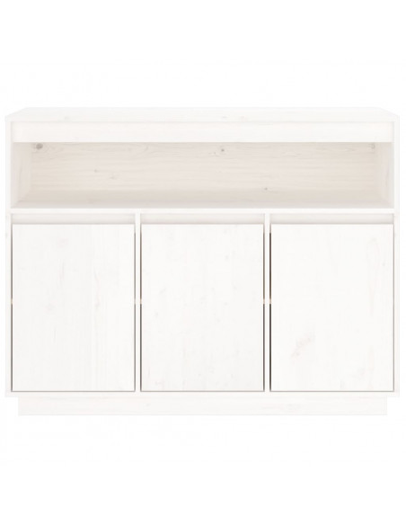 Credenza Bianca 104,5x34x80 cm in Legno Massello di Pino