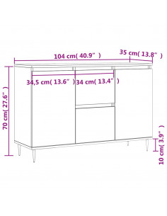 Credenza Bianca 104x35x70 cm in Legno Multistrato