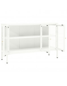 Credenza Bianca 105x35x70 cm in Acciaio e Vetro