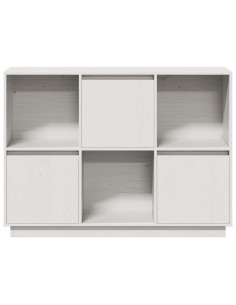 Credenza Bianca 110,5x35x80 cm in Legno Massello di Pino