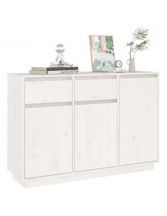 Credenza Bianca 110x34x75 cm in Legno Massello di Pino