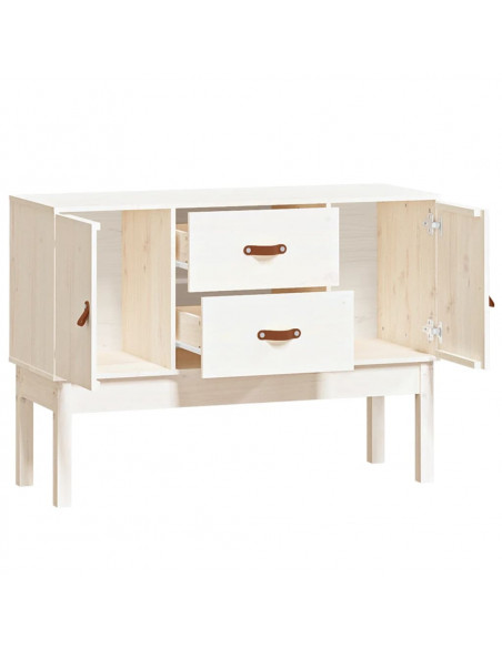 Credenza Bianca 110x40x78 cm in Legno Massello di Pino