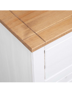 Credenza Bianca 135x40x80 cm in Legno Massello di Pino Panama