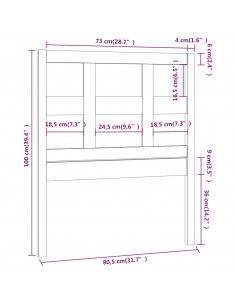 Testiera per Letto Bianca 80,5x4x100 cm Legno Massello di Pino
