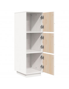 Credenza Bianca 34x40x108,5 cm in Legno Massello di Pino