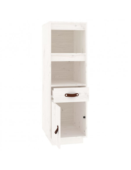 Credenza Bianca 34x40x108,5 cm in Legno Massello di Pino