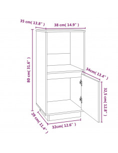 Credenza Bianca 38x35x80 cm in Legno Massello di Pino