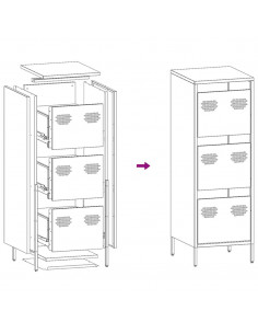 Credenza Bianca 39x35x103,5 cm in Acciaio