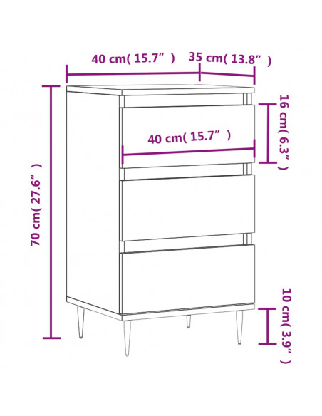 Credenza Bianca 40x35x70 cm in Legno Multistrato