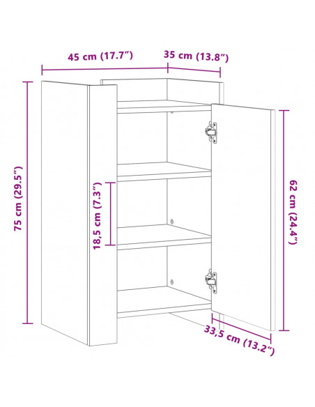 Credenza Bianca 45x35x75 cm in Legno Multistrato