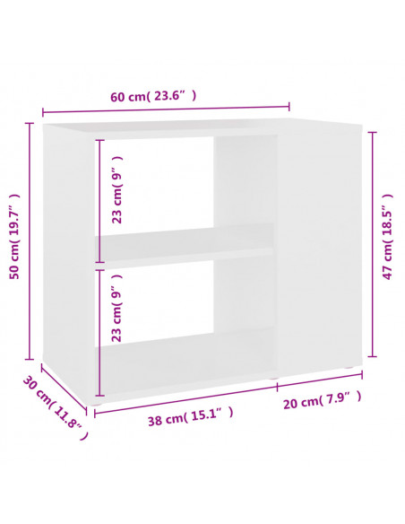 Credenza Bianca 60x30x50 cm in Legno Multistrato