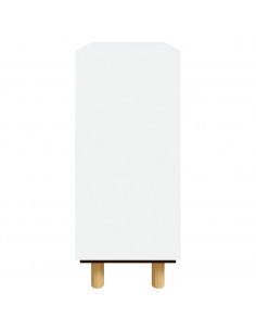 Credenza Bianca 60x30x70 cm Legno Massello Pino Rattan Naturale