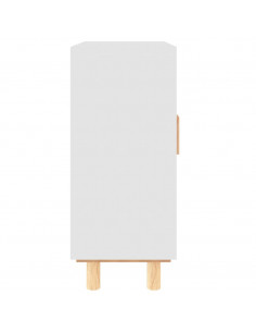 Credenza Bianca 60x30x70 cm Legno Massello Pino Rattan Naturale