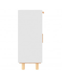 Credenza Bianca 60x30x75 cm Legno Massello Pino Rattan Naturale