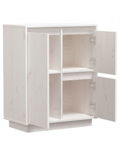 Credenza Bianca 60x34x75 cm in Legno Massello di Pino