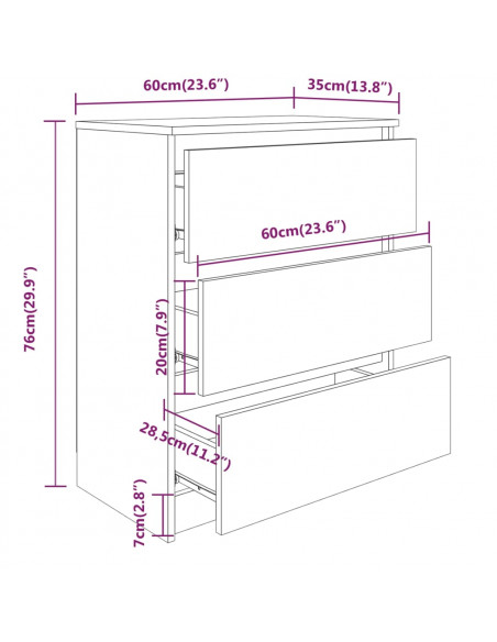 Credenza Bianca 60x35x76 cm in Legno Multistrato