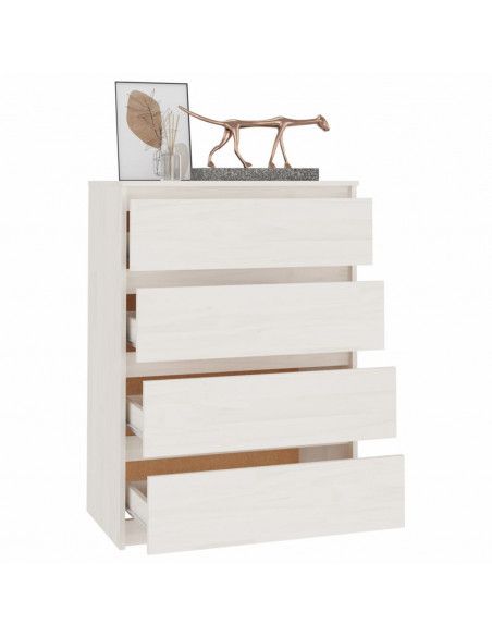 Credenza Bianca 60x36x84 cm in Legno Massello di Pino