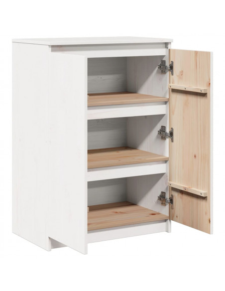 Credenza Bianca 60x36x84 cm in Legno Massello di Pino
