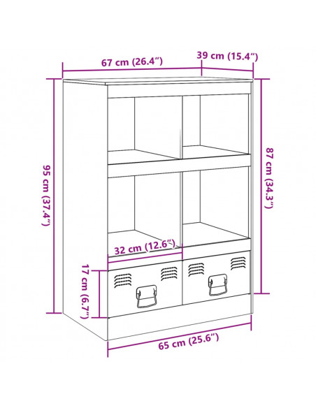 Credenza Bianca 67x39x95 cm in Acciaio