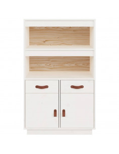 Credenza Bianca 67x40x108,5 cm in Legno Massello di Pino