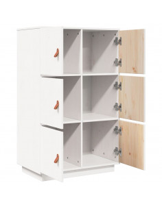 Credenza Bianca 67x40x108,5 cm in Legno Massello di Pino