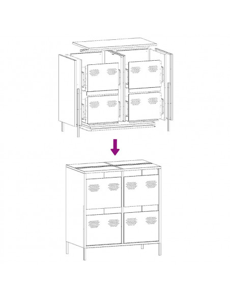 Credenza Bianca 68x39x73,5 cm in Acciaio Laminato a Freddo