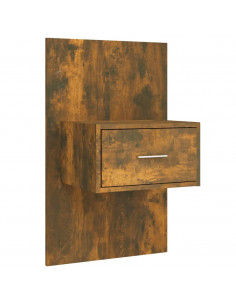 Testiera Letto con Comodini in Legno Multistrato Rovere Fumo