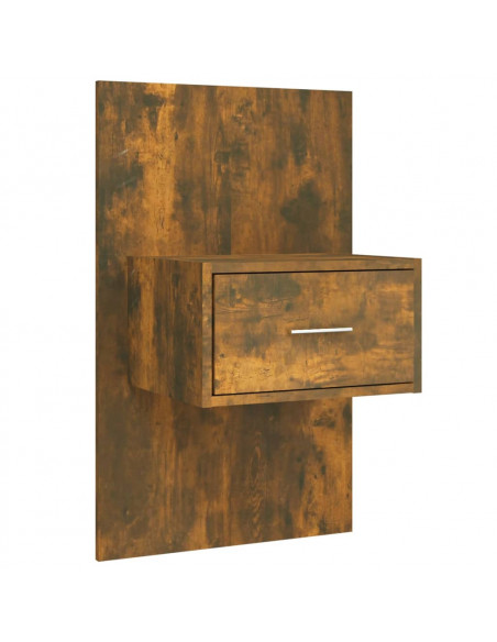 Testiera Letto con Comodini in Legno Multistrato Rovere Fumo