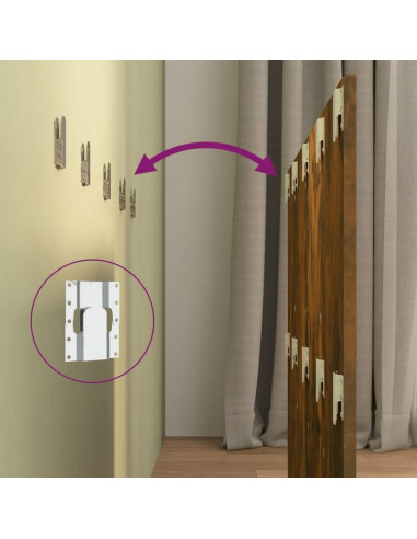 Testiera Letto con Comodini in Legno Multistrato Rovere Fumo