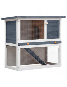 Conigliera per Esterni con 1 Porta Grigia in Legno 2