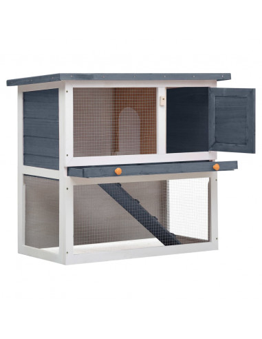 Conigliera per Esterni con 1 Porta Grigia in Legno
