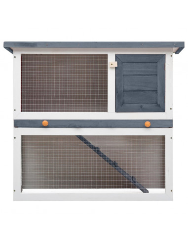 Conigliera per Esterni con 1 Porta Grigia in Legno