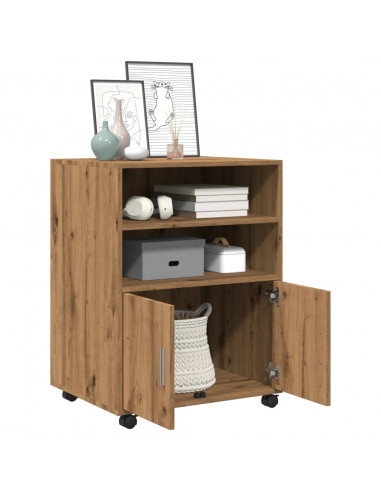 Armadietto con Ruote Rovere Artigianale 60x48x81 cm Truciolato