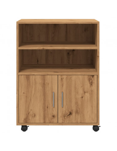 Armadietto con Ruote Rovere Artigianale 60x48x81 cm Truciolato