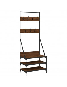 Appendiabiti con Porta Scarpe Rovere Marrone 70x40x184 cm 2