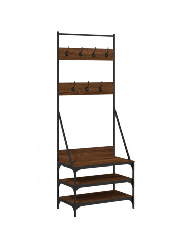 Appendiabiti con Porta Scarpe Rovere Marrone 70x40x184 cm