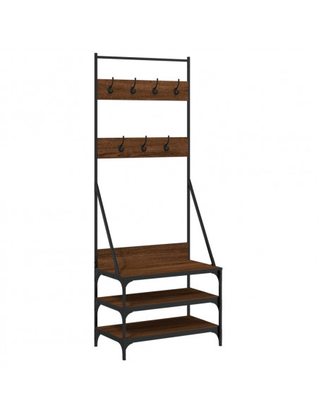 Appendiabiti con Porta Scarpe Rovere Marrone 70x40x184 cm