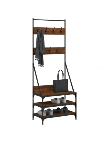 Appendiabiti con Porta Scarpe Rovere Marrone 70x40x184 cm