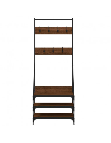 Appendiabiti con Porta Scarpe Rovere Marrone 70x40x184 cm