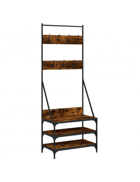 Appendiabiti con Porta Scarpe Rovere Fumo 70x40x184 cm