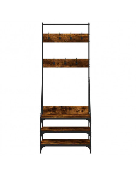 Appendiabiti con Porta Scarpe Rovere Fumo 70x40x184 cm