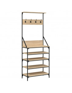 Appendiabiti con Porta Scarpe Rovere Sonoma 70x34x184 cm 2