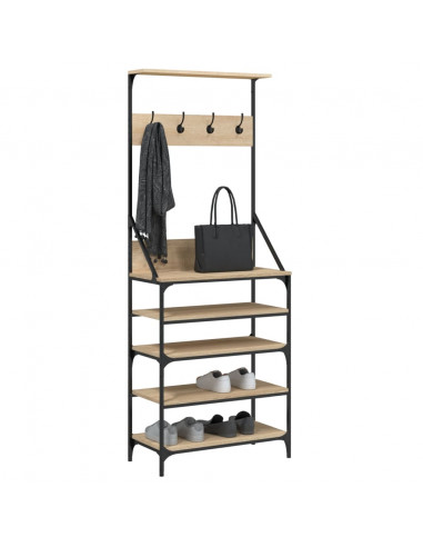 Appendiabiti con Porta Scarpe Rovere Sonoma 70x34x184 cm