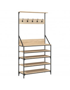Appendiabiti con Porta Scarpe Rovere Sonoma 90x34x184 cm 2