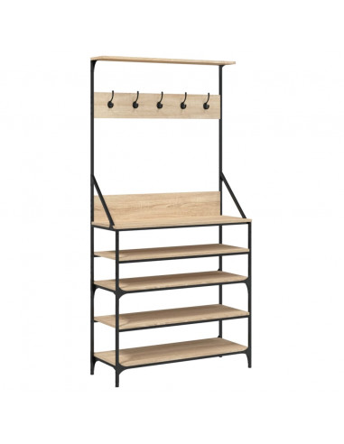 Appendiabiti con Porta Scarpe Rovere Sonoma 90x34x184 cm