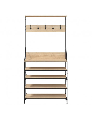 Appendiabiti con Porta Scarpe Rovere Sonoma 90x34x184 cm