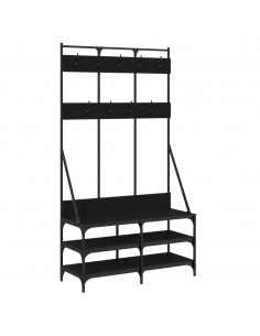Appendiabiti con Porta Scarpe Nero 100x40x184 cm 2