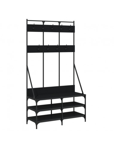 Appendiabiti con Porta Scarpe Nero 100x40x184 cm