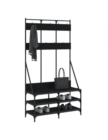 Appendiabiti con Porta Scarpe Nero 100x40x184 cm